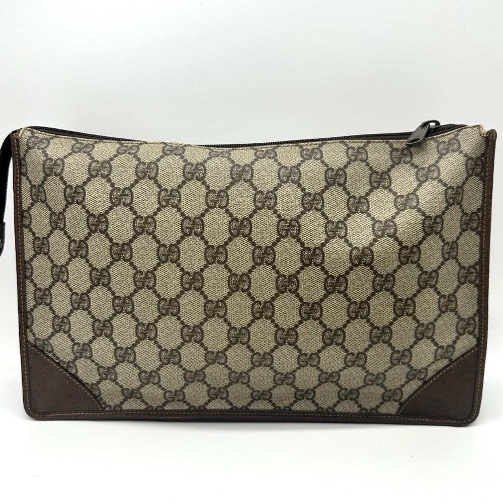 #34. Vintage Gucci Supreme Clutch GG Canvas Bag Authentic - Picture 6 of 14